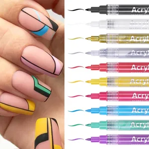 10-color acrylic nail art marker set with fine tips for professional DIY 3D drawing
