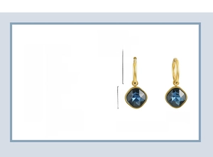 Detail showing dimensions and 18K gold plated stainless steel zircon earring specs