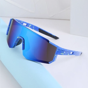 Sports Cycling Sunglasses Shield Integrated Lens UV400 Protection PC Frame Ink Dot Pattern Outdoor Eyewear Men Women
