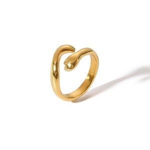 Polished 18k gold plated stainless steel hug ring with minimalist hands wrap design
