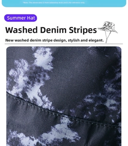 Macro shot of washed denim fabric texture and double-stitch seams on a summer sun hat