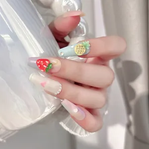3D fruit nail art charms including strawberries and pineapples for DIY manicure crafts