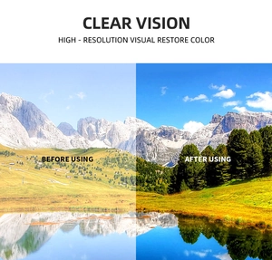 Visual contrast showing clear vision and color restoration of polarized sunglasses lenses