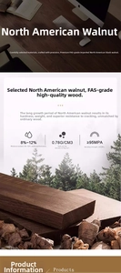 Detailed view of high-quality FAS grade North American walnut wood material and grain