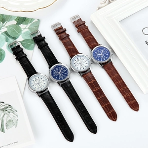 Modern quartz men's watches with leather crocodile straps and chronograph style dials