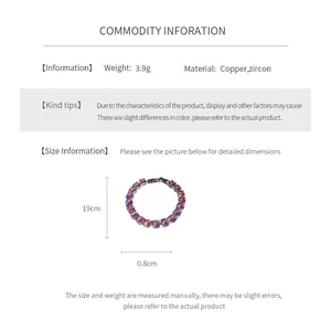 Detailed size specifications for a round zircon bracelet with copper and 0.8cm stones