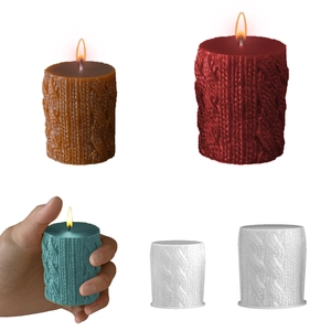 Cylindrical Silicone Mold Cable Knit Sweater Texture DIY Candle Soap Making Resin Epoxy Casting Heat Resistant Crafting