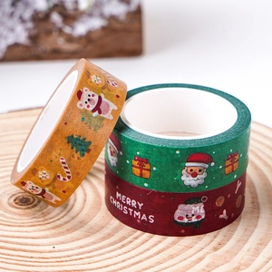 Three rolls of Christmas washi tape with Santa and bear patterns for DIY decoration