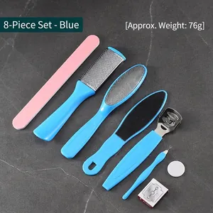 10-in-1 sky blue professional foot care pedicure set with stainless steel callus removers