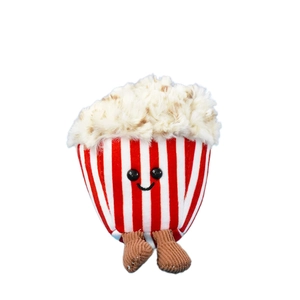 Cute cinema popcorn plush toy hanging ornament with smiley face and corduroy legs