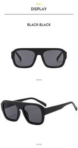 Front and 45-degree side view of classic black square oversized pilot sunglasses