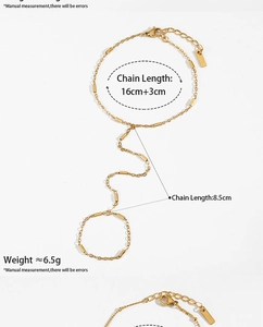 Detailed size chart for stainless steel hand chain with round beads and dimensions