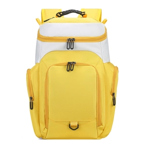 Yellow and white outdoor sports backpack with large capacity for basketball and training