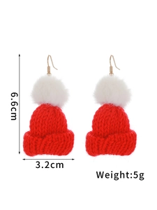 Orecchini a cappello di Babbo Natale in maglia rossa e bianca con piccoli pompon