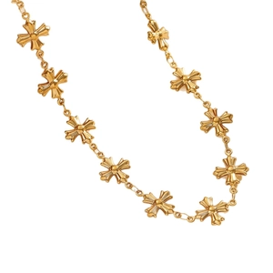 Vintage Roman Byzantine style golden stainless steel necklace with cross-shaped links