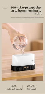 Detail showing 200ml water tank filling process of a flame aroma humidifier diffuser