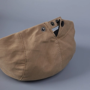 Classic khaki cotton flat cap for men and women with adjustable metal snaps on back