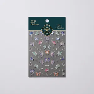 5D butterfly nail art stickers with laser holographic effect for 3D DIY manicure