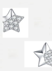 Detail of 925 sterling silver star earring with handcrafted 5A grade zircon inlay