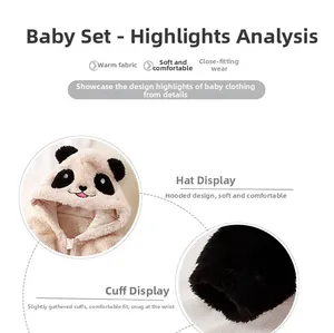 Détails du sweat à capuche en peluche pour bébé avec oreilles de panda et poignets élastiques