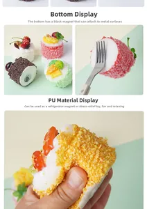 Nahaufnahme eines PU-Mousse-Kuchen-Spielzeugs mit Textur und magnetischer Basis