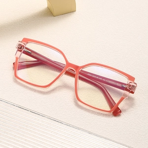 Occhiali quadrati anti luce blu con montatura in acetato rosa sfumato per donne