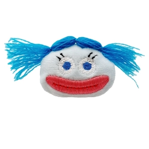 Poppy Playtime plush character charm with blue pigtails and embroidered red smile