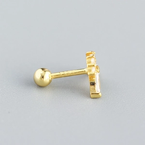 Elegant gold plated s925 silver cross stud earring with sparkling zircons and screw back