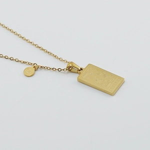 18K gold plated stainless steel Cancer zodiac square pendant necklace for women