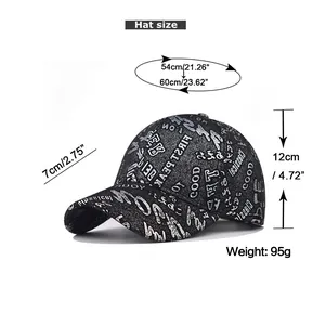 Size chart for baseball cap showing head circumference 54-60cm and visor length 7cm