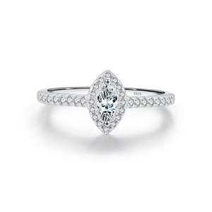 Luxury S925 sterling silver ring with marquise-cut zircon and micro-pave setting