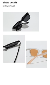 Close-up of vintage cat eye sunglasses with metal hinge detail and classic rivet accents