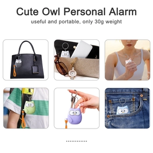 Cute owl personal alarm keychain available in six colors for portable safety protection