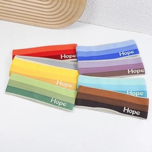 Knitted Sports Headband Polyester Gradient Striped Sweat Absorbing Yoga Running Hair Band Hope Letter Embroidery Unisex