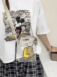 Cartoon Capybara Transparent PVC Crossbody Bag Small Square Shoulder Phone Pouch For Women Girls Cute
