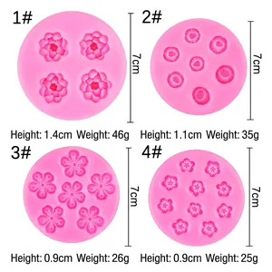 Pink cherry blossom silicone mold set of 4 for fondant and cake decorating