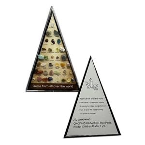Triangle crystal stone kit with 36 polished mineral specimens for geology education