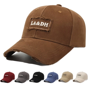 Vintage distressed baseball cap with LA&DH embroidery, multi-color sun hat collection