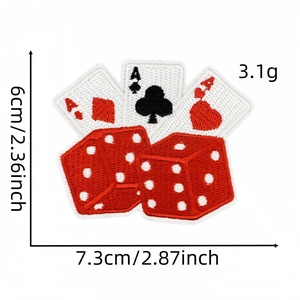 Detailed embroidery texture of Ace of Spades patch with dimensions and 3.1g weight info