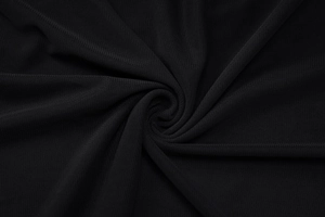 Detailed macro view of black breathable mesh fabric with a fine knitted texture