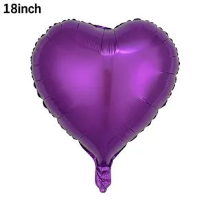 18 inch purple heart shaped metallic foil balloon for party and festive decoration