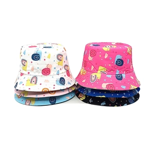 Chapeau Bob Enfant Imprimé Escargot Dessin Animé Protection Solaire Polyester Bord Large Mignon Pour Garçons Filles