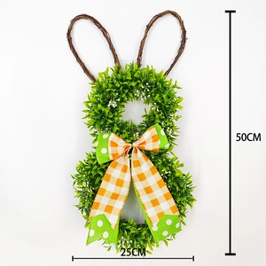 Close-up of Easter bunny wreath with 50cm height and 25cm width dimensions