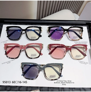 Detailed color options for cat-eye anti-blue light glasses frames in square styles