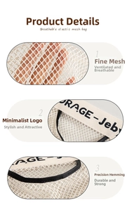Detailed close-up of breathable mesh storage bag with durable reinforced edging