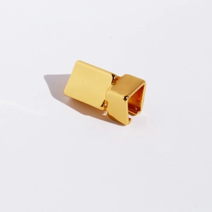 Creative geometric origami gold-plated brass ear cuff with square clip design