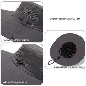 Waterproof western cowboy sun hat with breathable mesh and adjustable chin strap