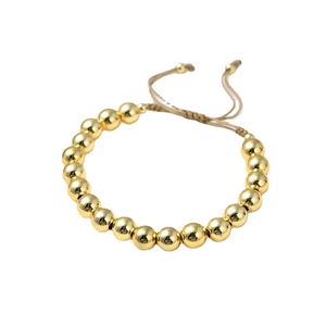 Colorful polymer clay beads and pearl bracelet with gold beads and horseshoe chain link