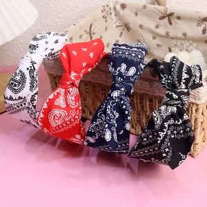 Chic Paisley pattern knotted headband with rabbit ear bow style in four colors