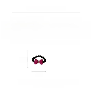 Detailed view of rhinestone bow ring dimensions showing 2.5cm height and 2cm width